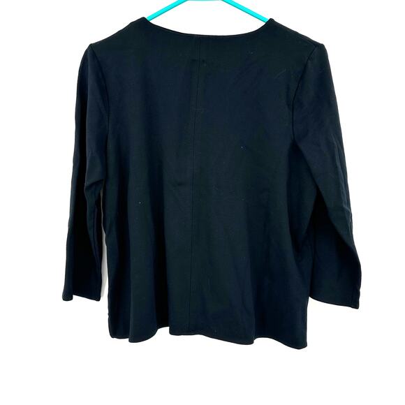 J Jill Size Small Shirt Black Ponte Knit Long Sleeve Basic Daily Causal Solid - Picture 2 of 4